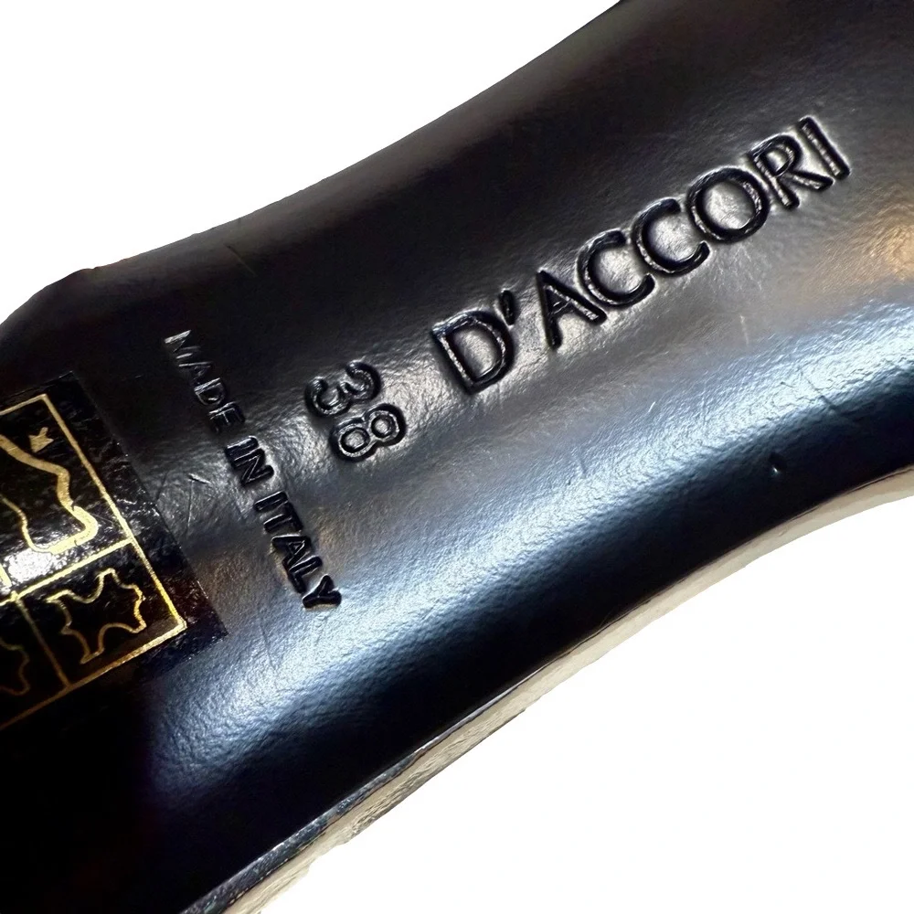 Metallic Leather D'Accori Slides Silver 38 Italian Made